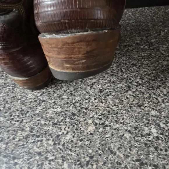 Nocona Men's Western Boots Lizard Leather Brown Cowboy Size 8D Made In USA - Picture 14 of 16